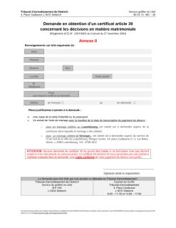 Demande obtention certificat article 39 responsabilité parentale annexe II - Diekirch