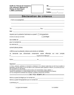 Déclaration de creance (tribunal de commerce de Luxembourg)