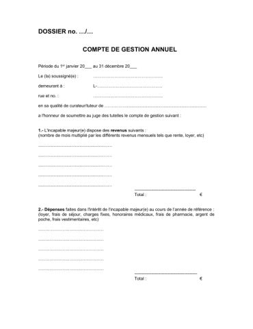 Formulaire compte de gestion - curateur / tuteur — La Justice - Luxembourg