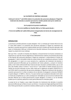 Avis ACJ - projet de loi - fichiers de la Police - réorganisation SRE