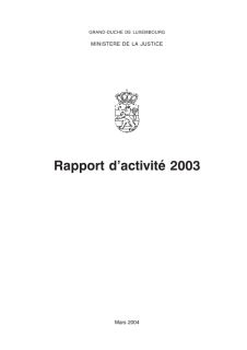 Rapport d'activité Justice 2003